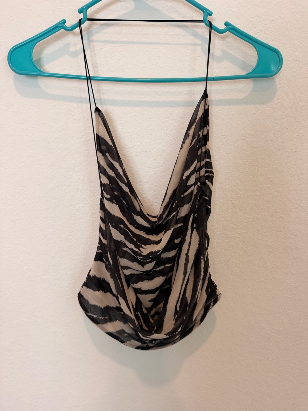 Zara zebra print cowl neck halter top - Picture 3 of 6